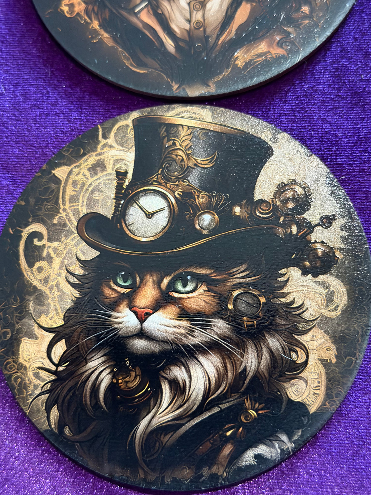 Steampunk Cats Wooden Coasters – Set of Six