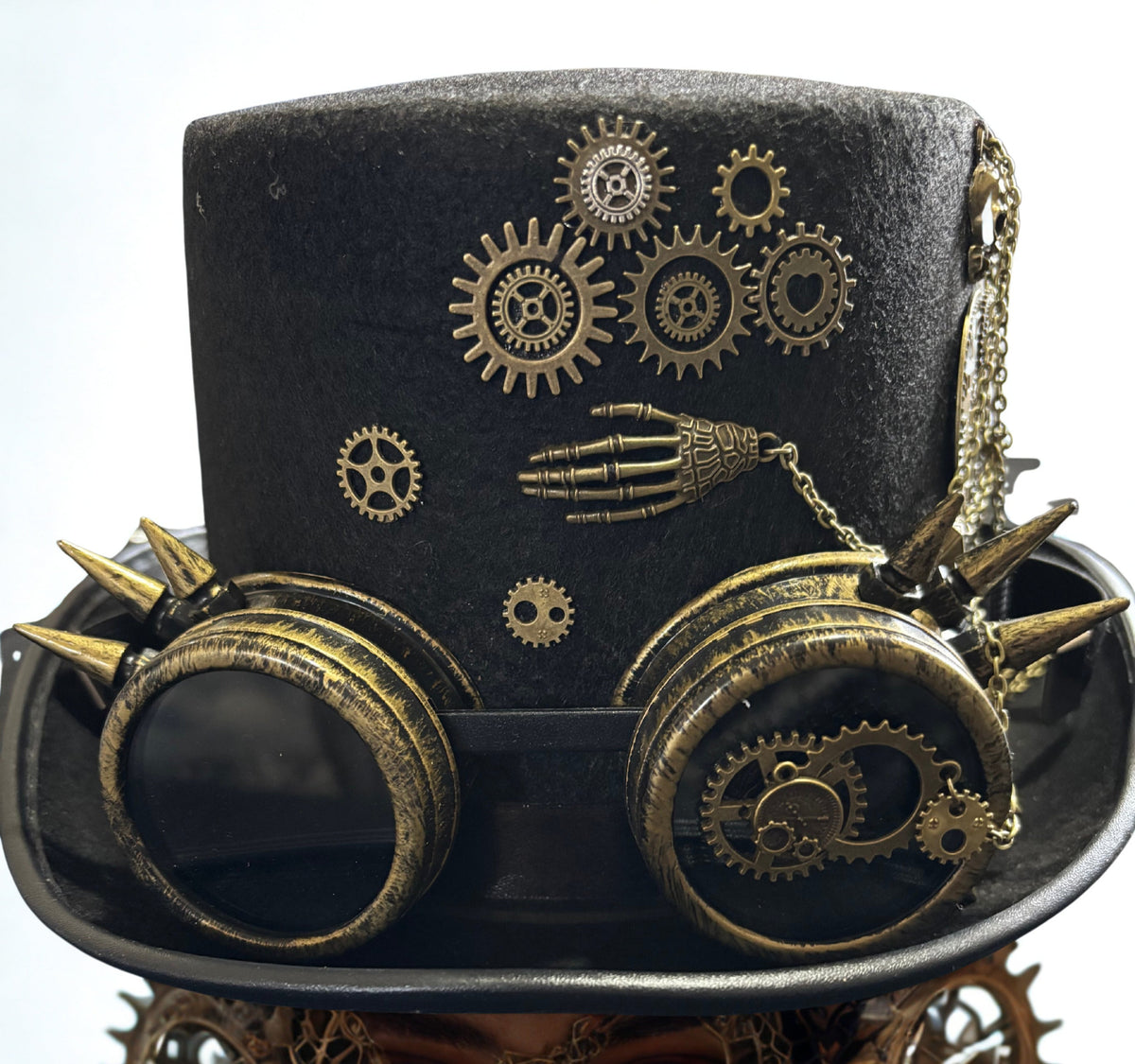 Gothic Steampunk Top Hat with Goggles