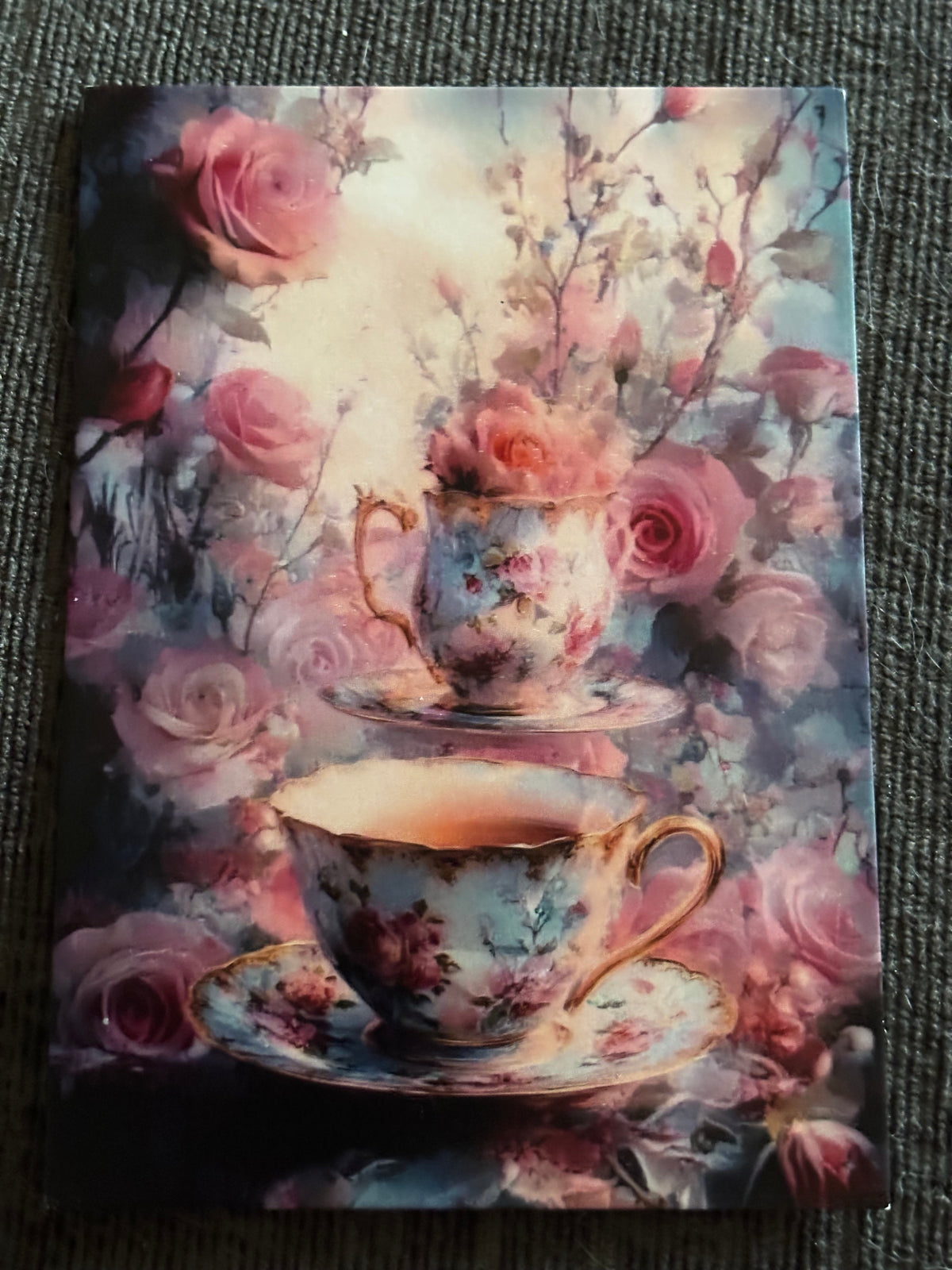 Modern Alice in Wonderland A6 Postcard Set – Floral Fantasy Carriages, Rabbit Fairies & Gothic Tea Party Art (Set of 4)