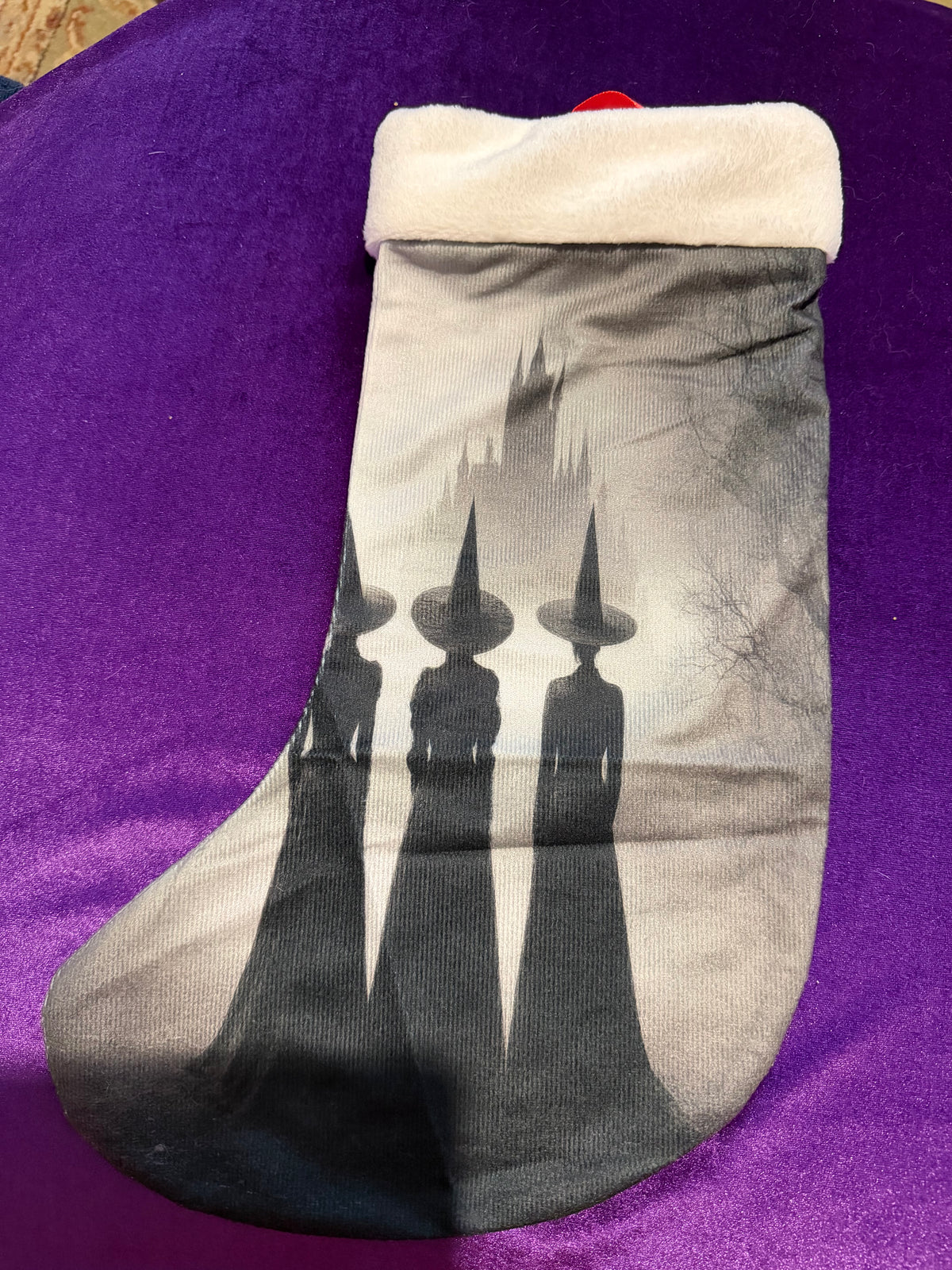 Three Witches Velvet Yule Stocking