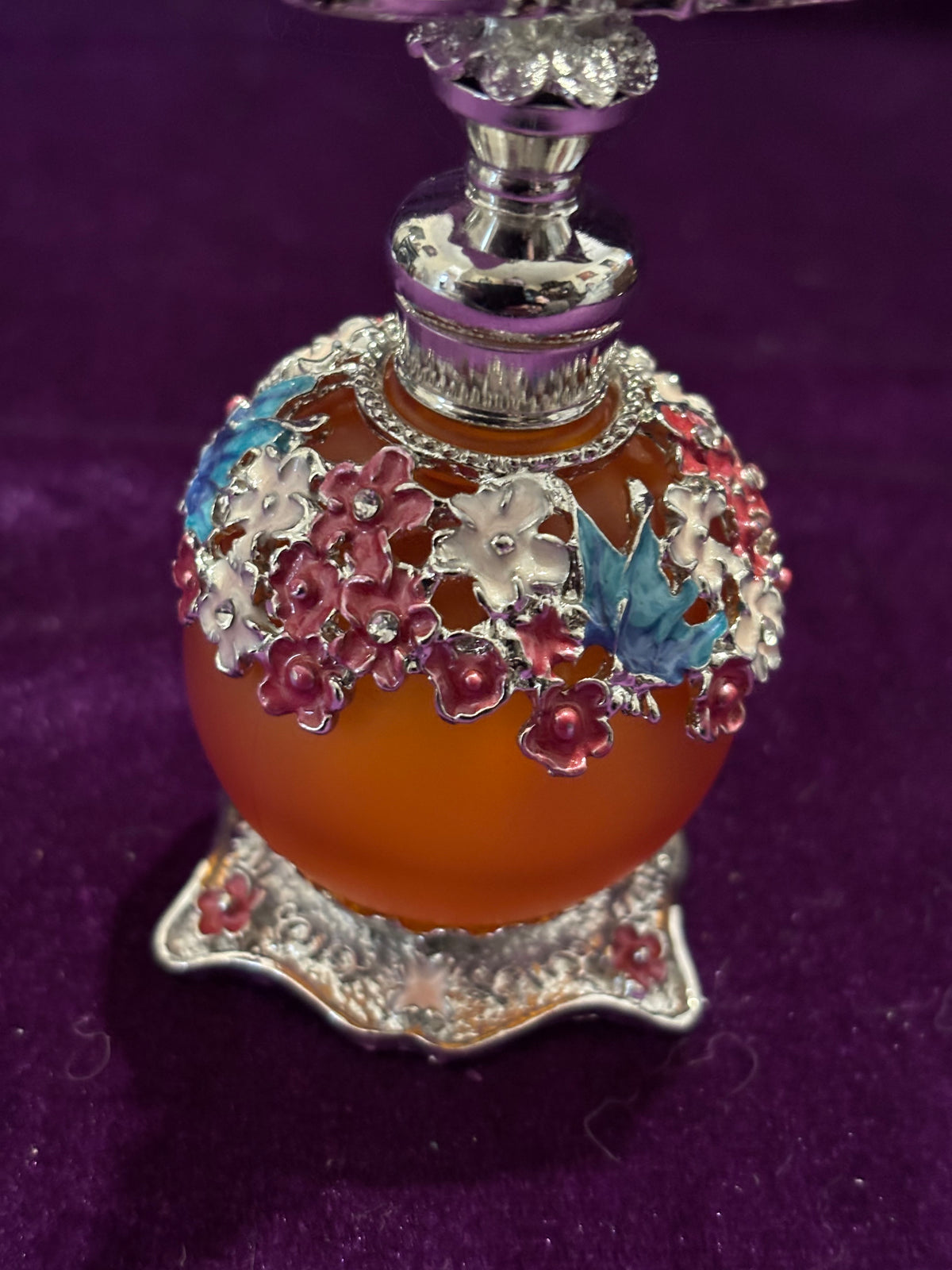 Handmade Red Butterfly & Blossom Glass Perfume Bottle – 25ml