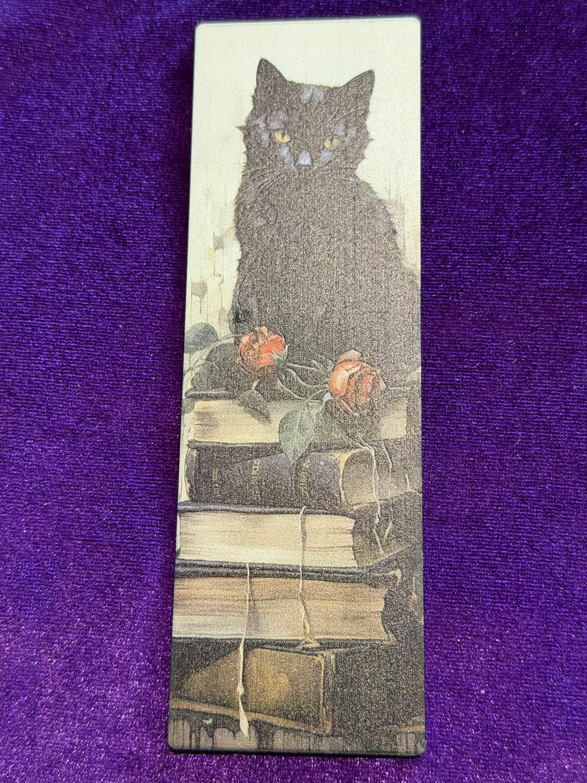 Black Cat & Roses Acrylic Bookmark