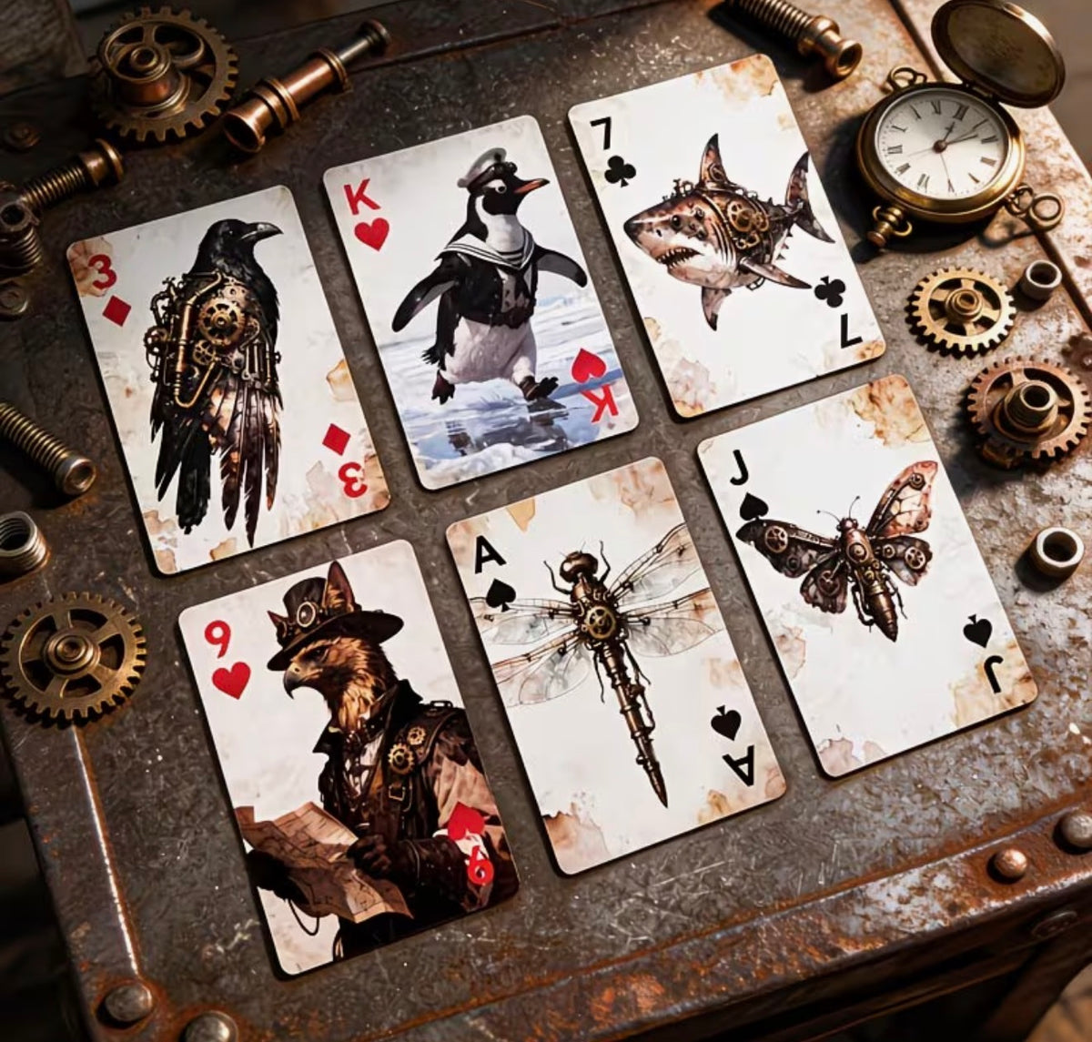 Steampunk Menagerie Playing Cards