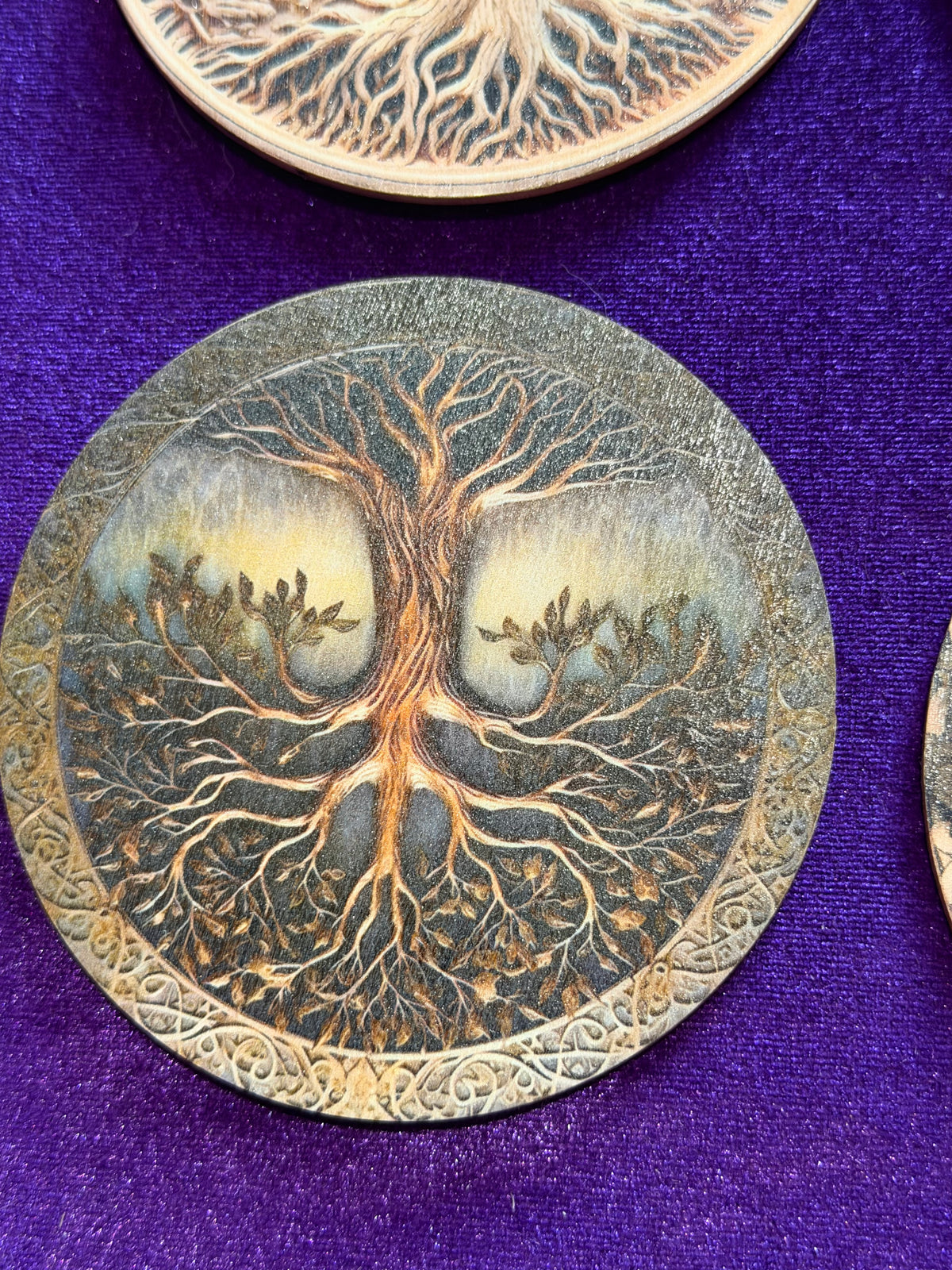 Tree of Life Wooden Coasters – Set of Four