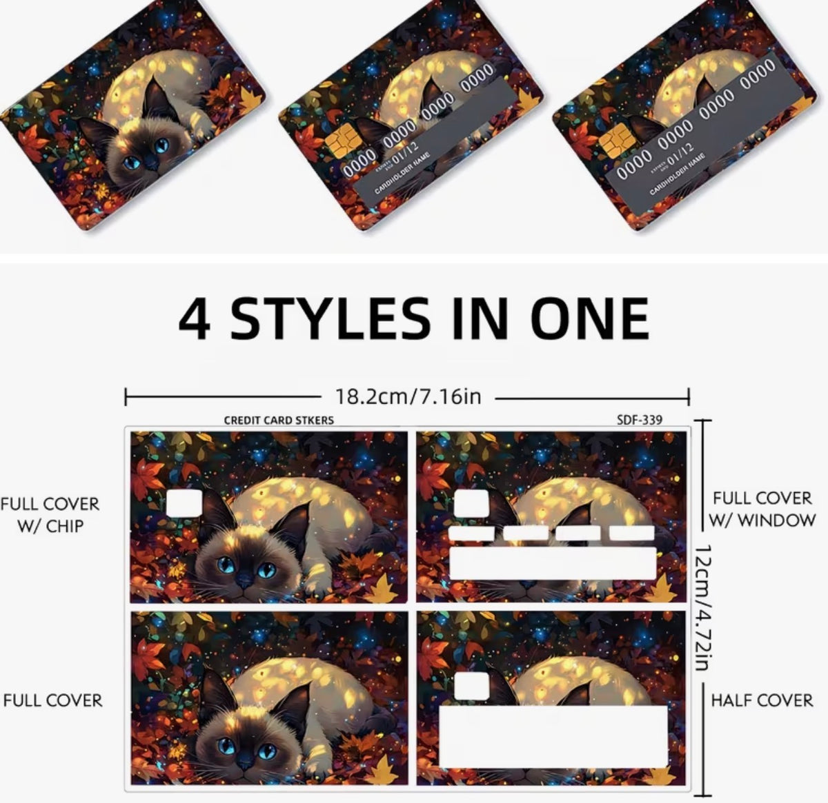 Moonlit Cat Bank Card Skins – Set of 4