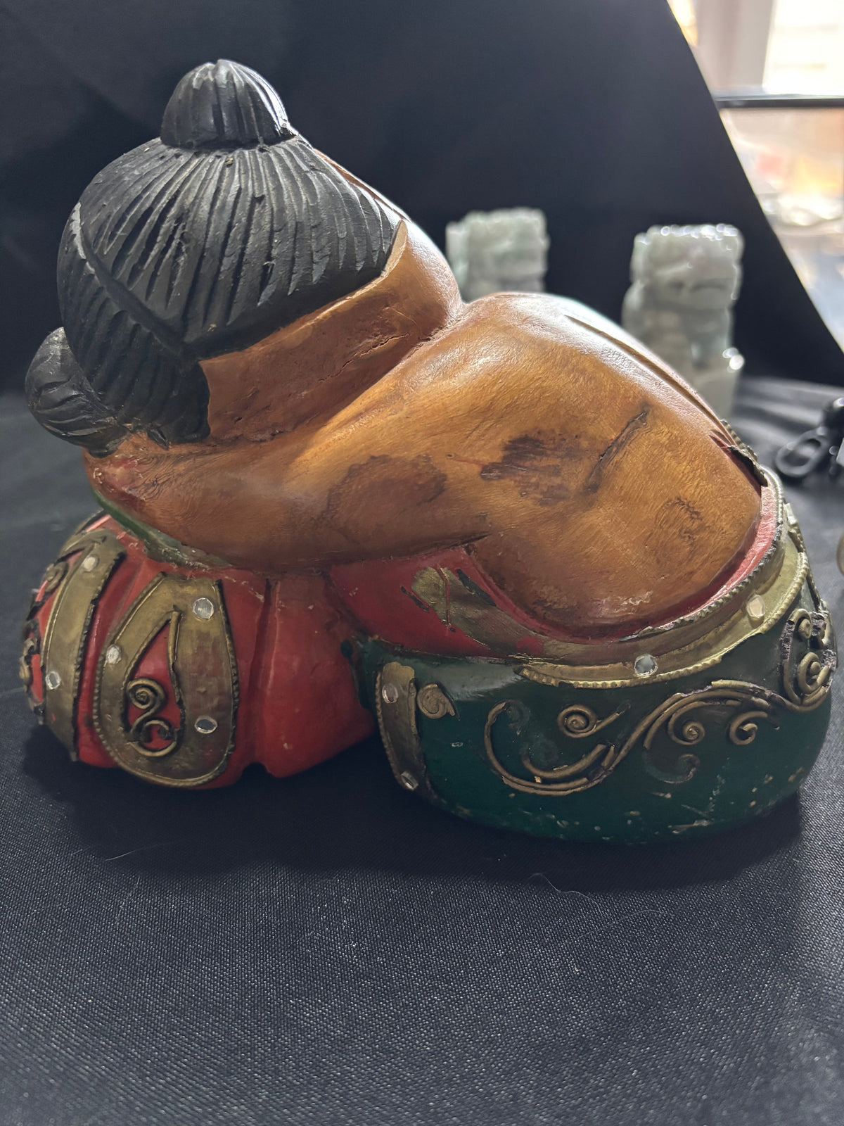 Vintage Hand-Carved Wooden Watermelon Baby Figurine