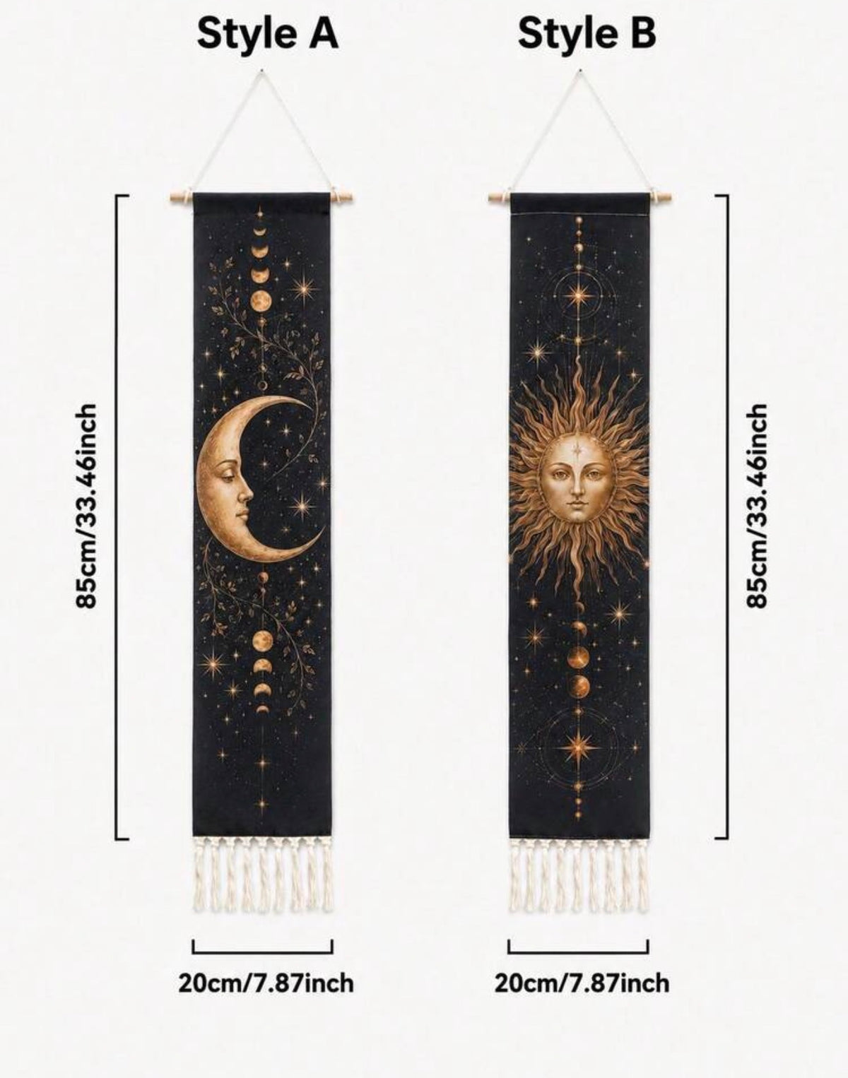 Celestial Sun & Moon Wall Hangings – Set of Two