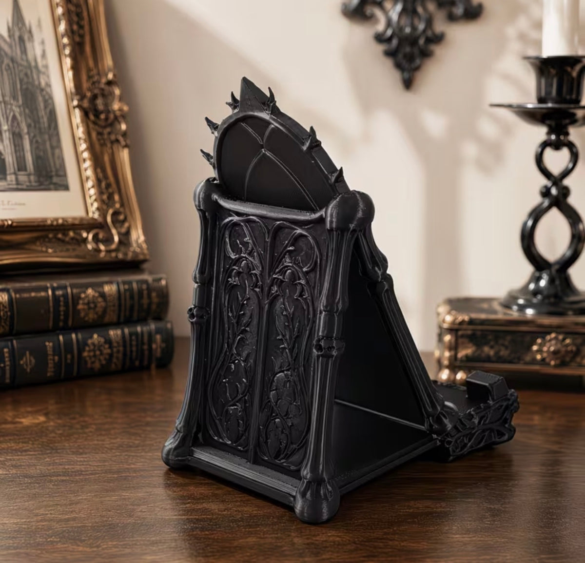 Gothic Cathedral Skull Phone Stand
