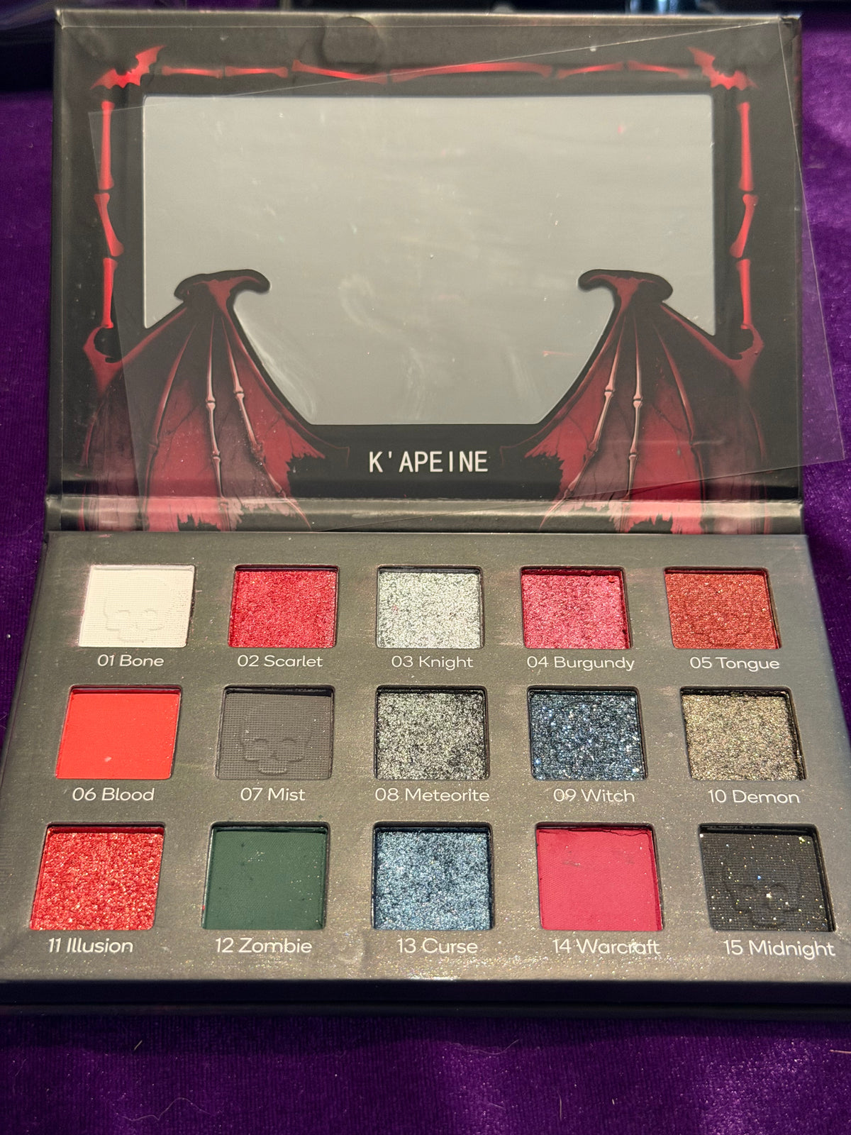 K’APEINE 15-Shade Gothic Eyeshadow Palette – Blood & Shadow