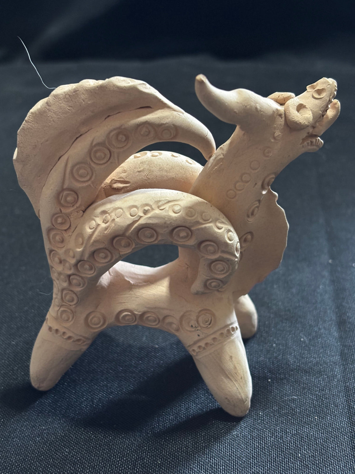 Handmade Vintage Uzbek Handmade Clay Dragon Figurine