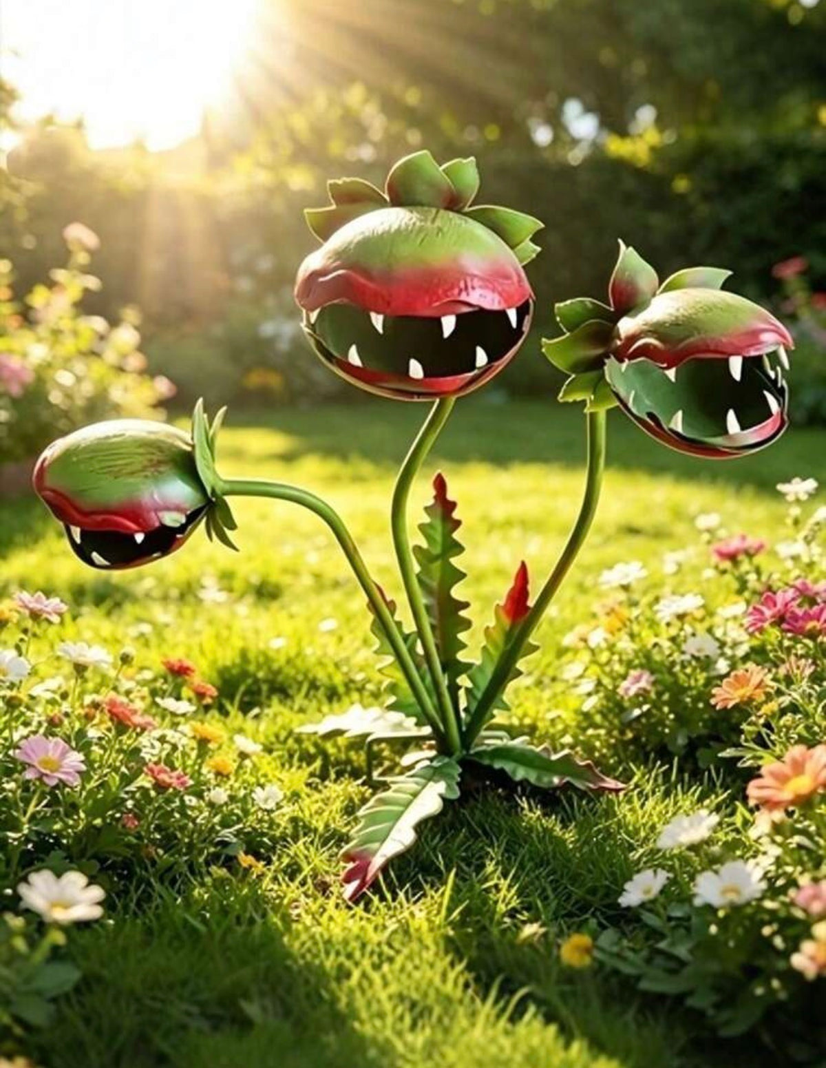 Giant 3D Carnivorous Flower Metal Garden Stake