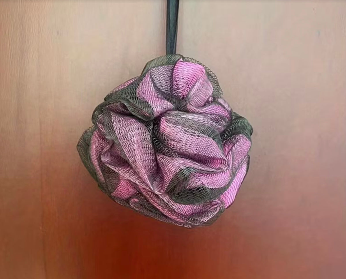 Purple and Black Exfoliating Bath Scrunchie