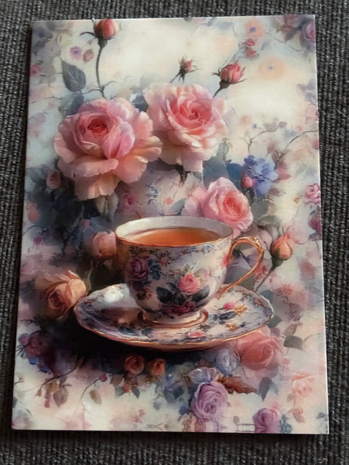 Modern Alice in Wonderland A6 Postcard Set – Floral Fantasy Carriages, Rabbit Fairies & Gothic Tea Party Art (Set of 4)