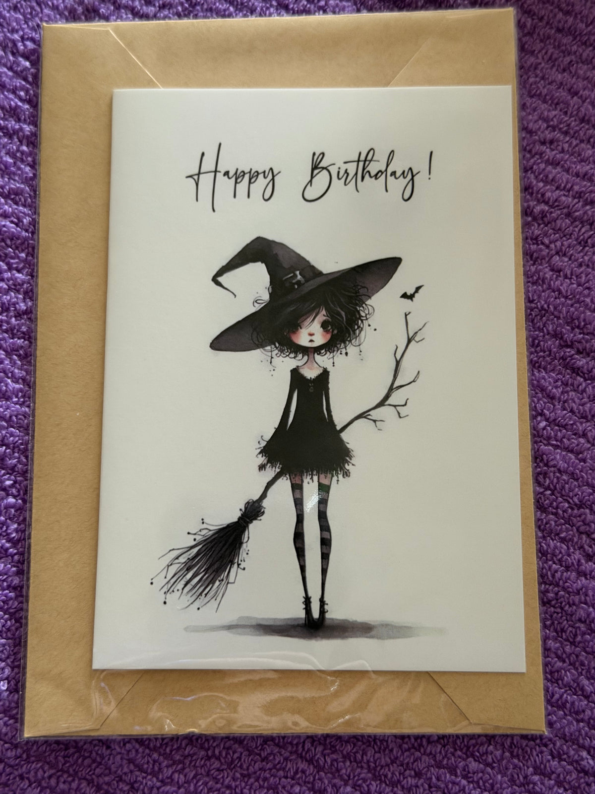 Little Witch & Broom Birthday Card