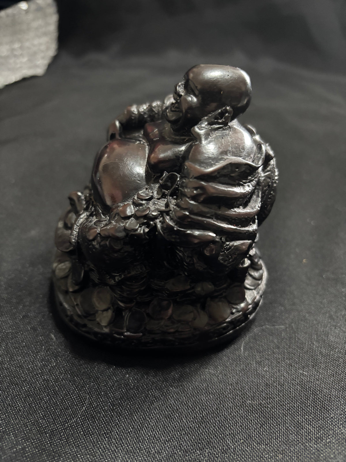 Large Heavy Vintage Laughing Buddha Resin Figurine