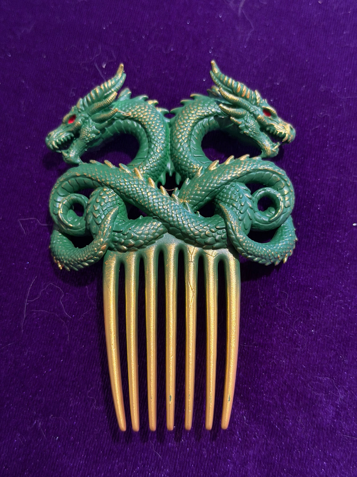 Gothic Double Green Dragon Hair Comb