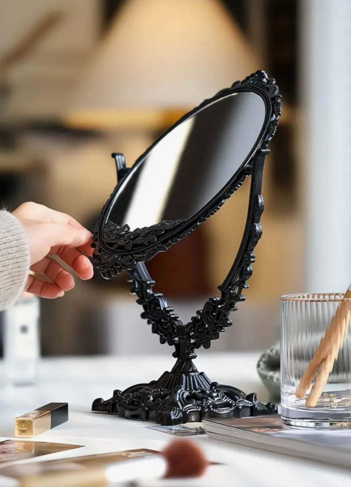 Ornate Black Gothic Vanity Mirror