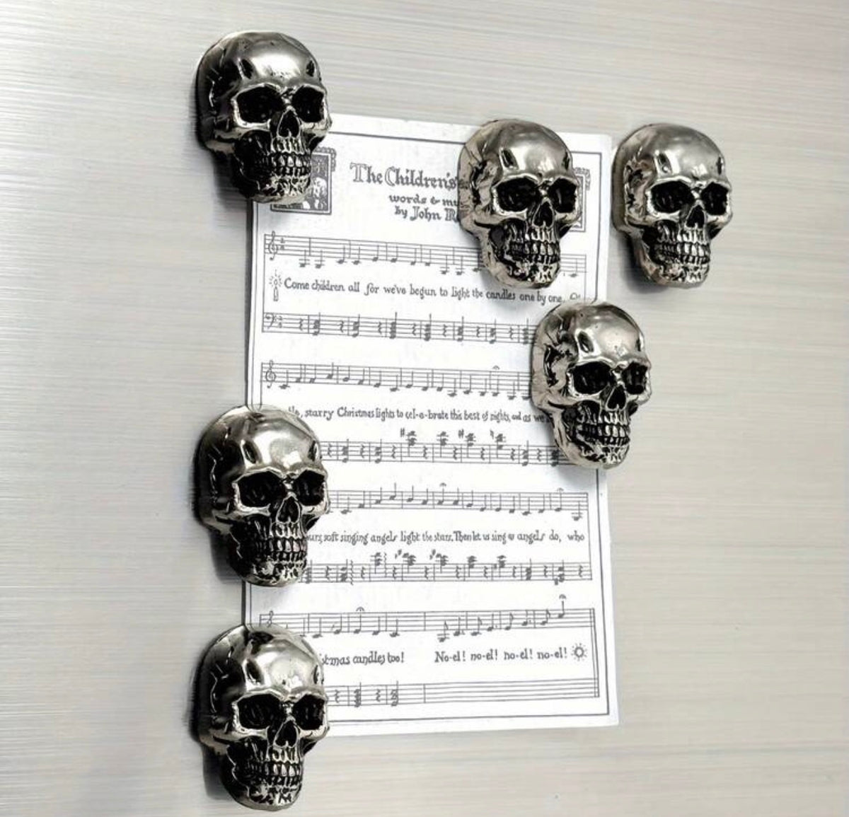 Silver Skull Metal Fridge Magnet