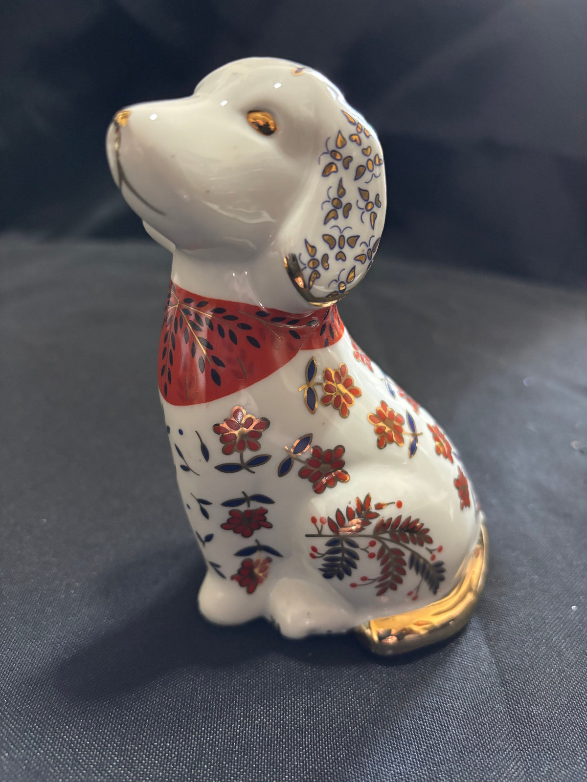 Vintage Japanese Imari Ware Style Floral Dog Figurine