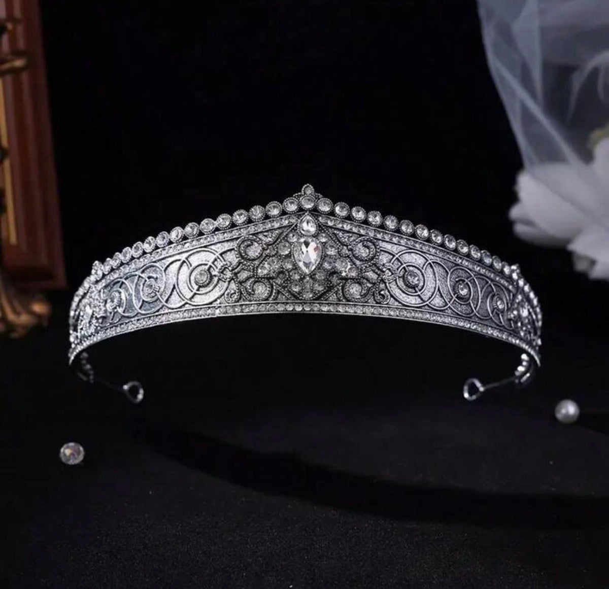 Baroque Crystal Scrollwork Bridal Tiara