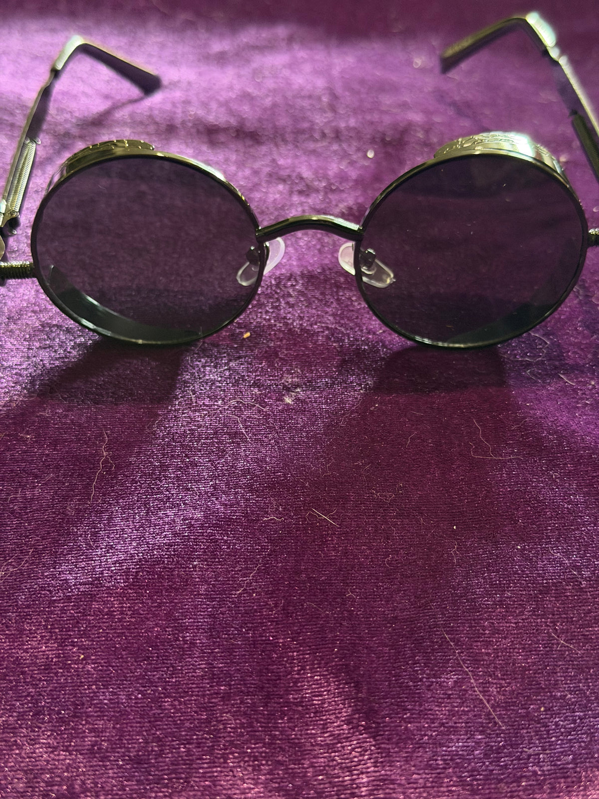 Black Gothic Steampunk Round Sunglasses