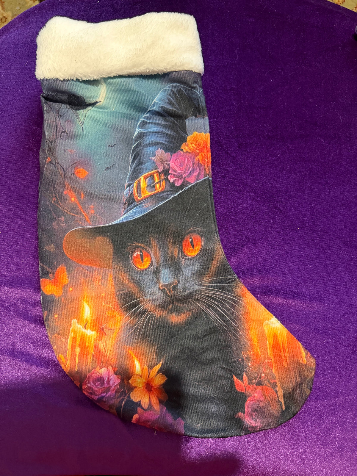 Witch’s Familiar Velvet Yule Stocking