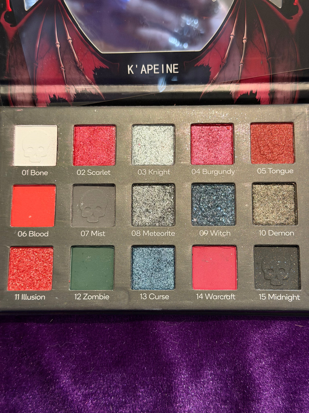 K’APEINE 15-Shade Gothic Eyeshadow Palette – Blood & Shadow