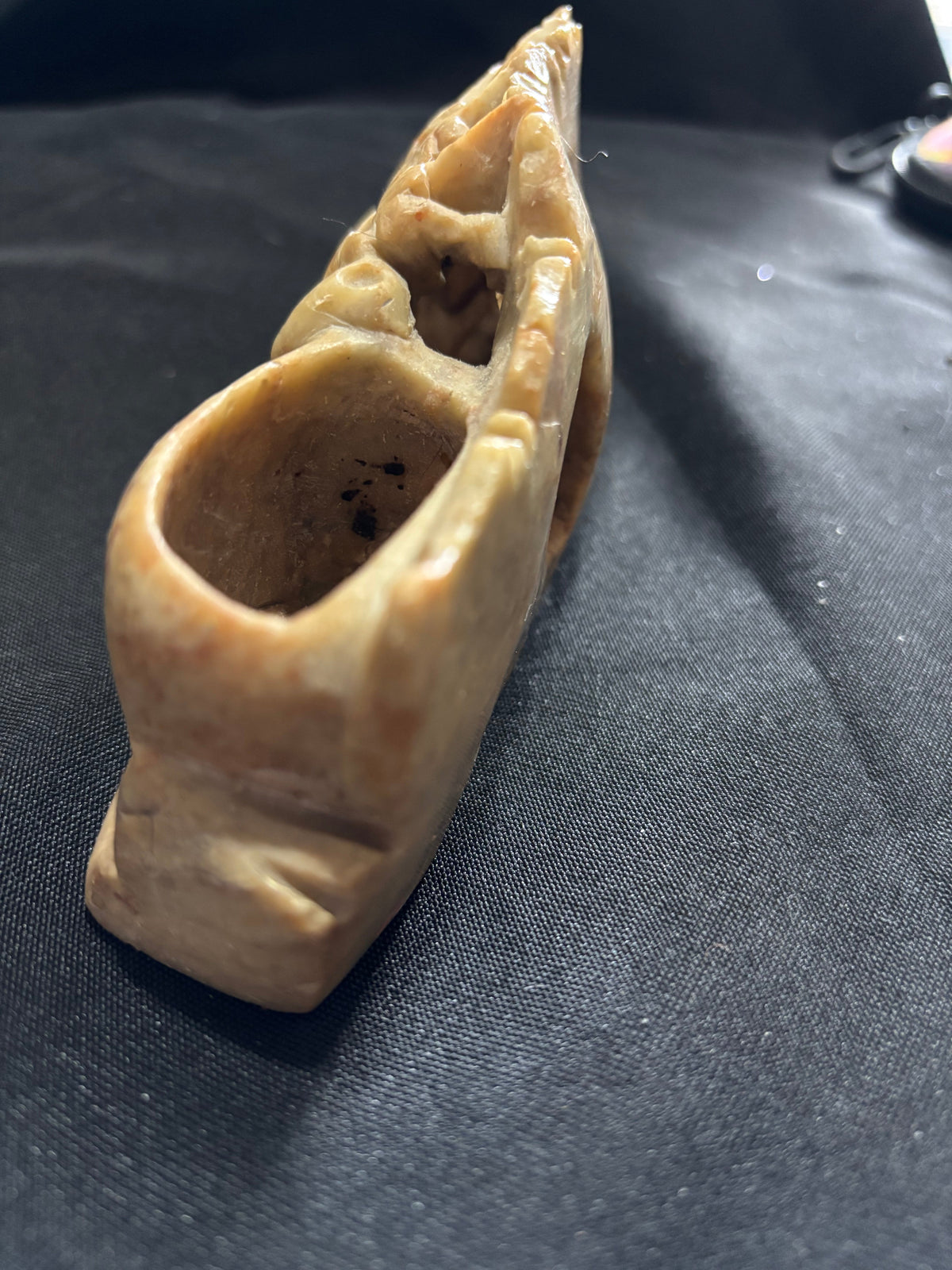 Medium Vintage Chinese Carved Soapstone Double Brush Washer