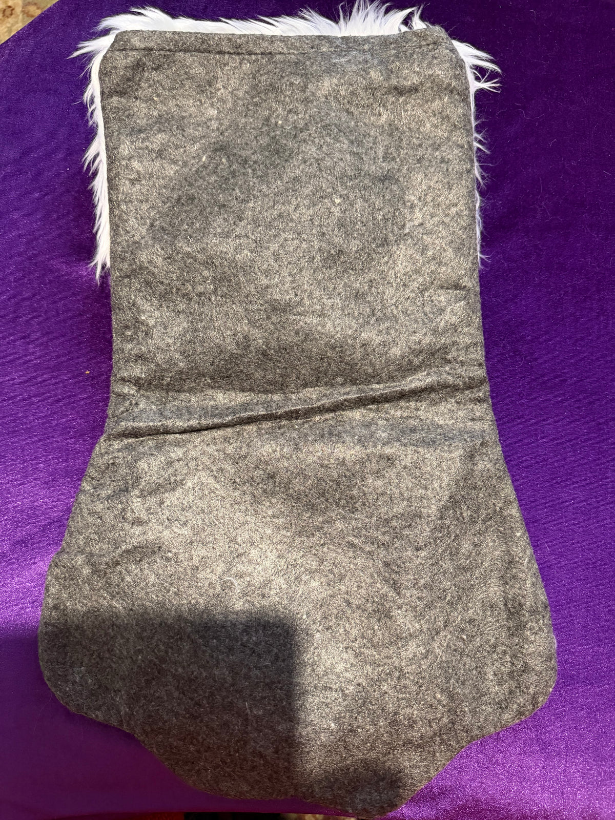 Grey & White Fur Paw Pet Christmas Stocking
