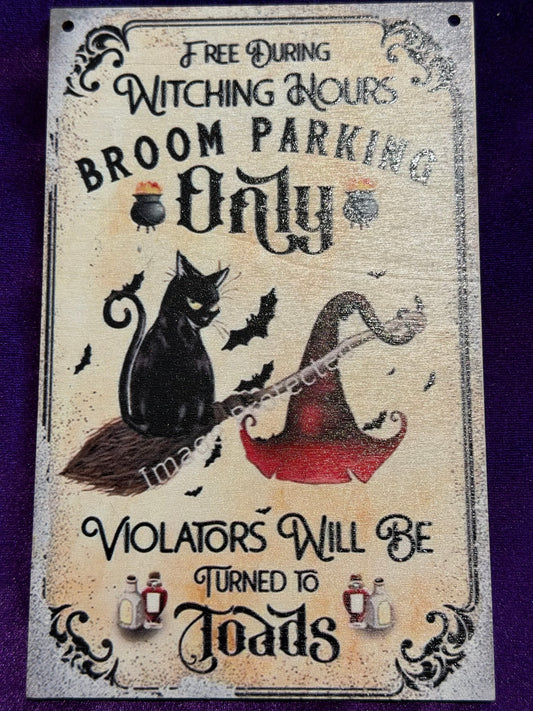 Witch Parking Wooden Hanging Sign