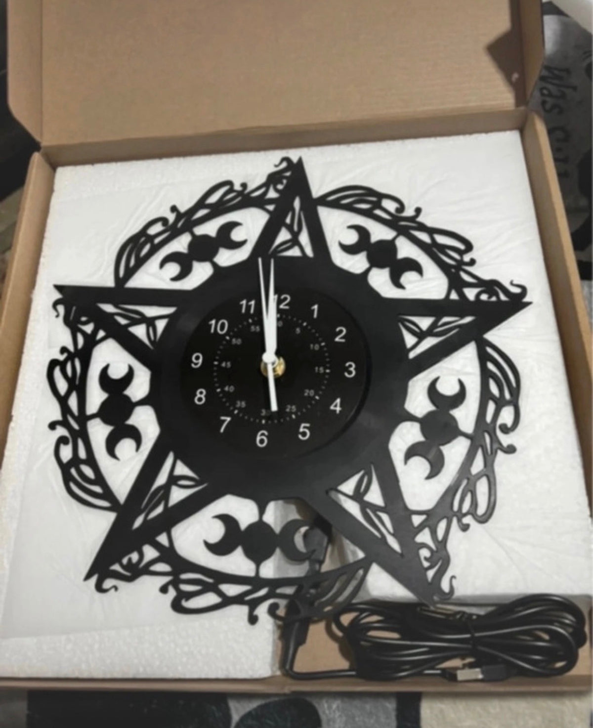 Triple Moon Triquetra Colour-Changing LED Metal Wall Clock – 30cm