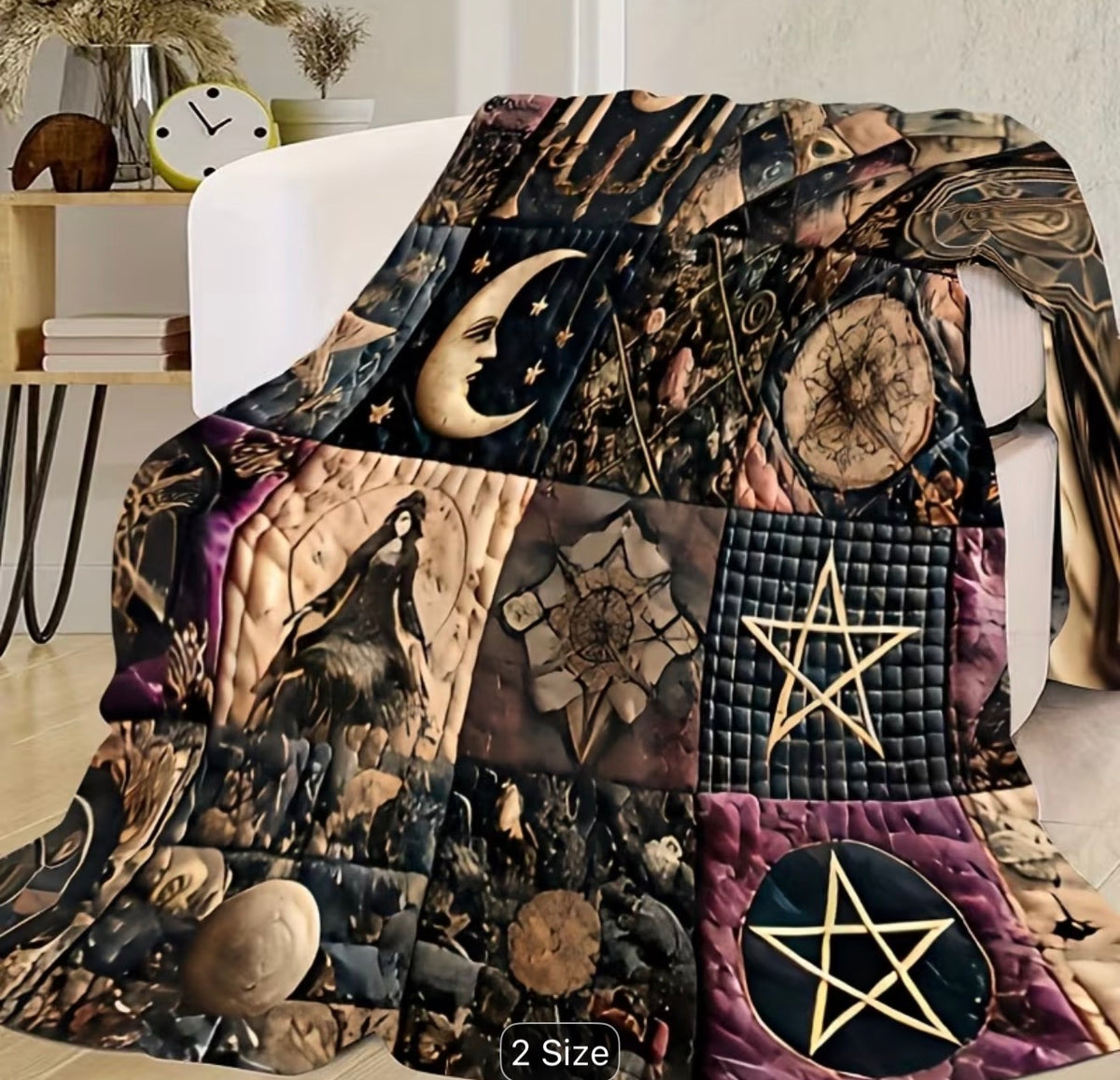 Witchcraft Patchwork-Style Fleecy Blanket