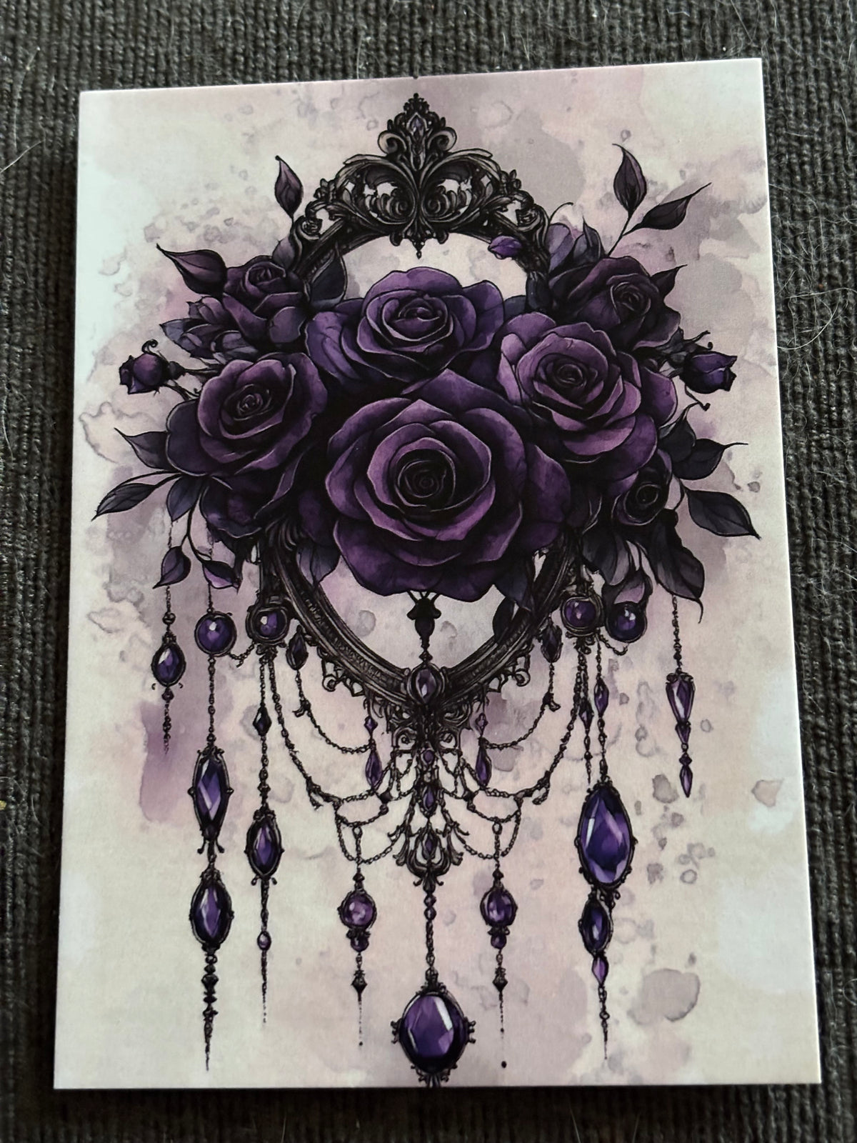Gothic Purple Aesthetic A6 Postcard Set – Dark Romantic & Witchy Art Cards (Set of 4)