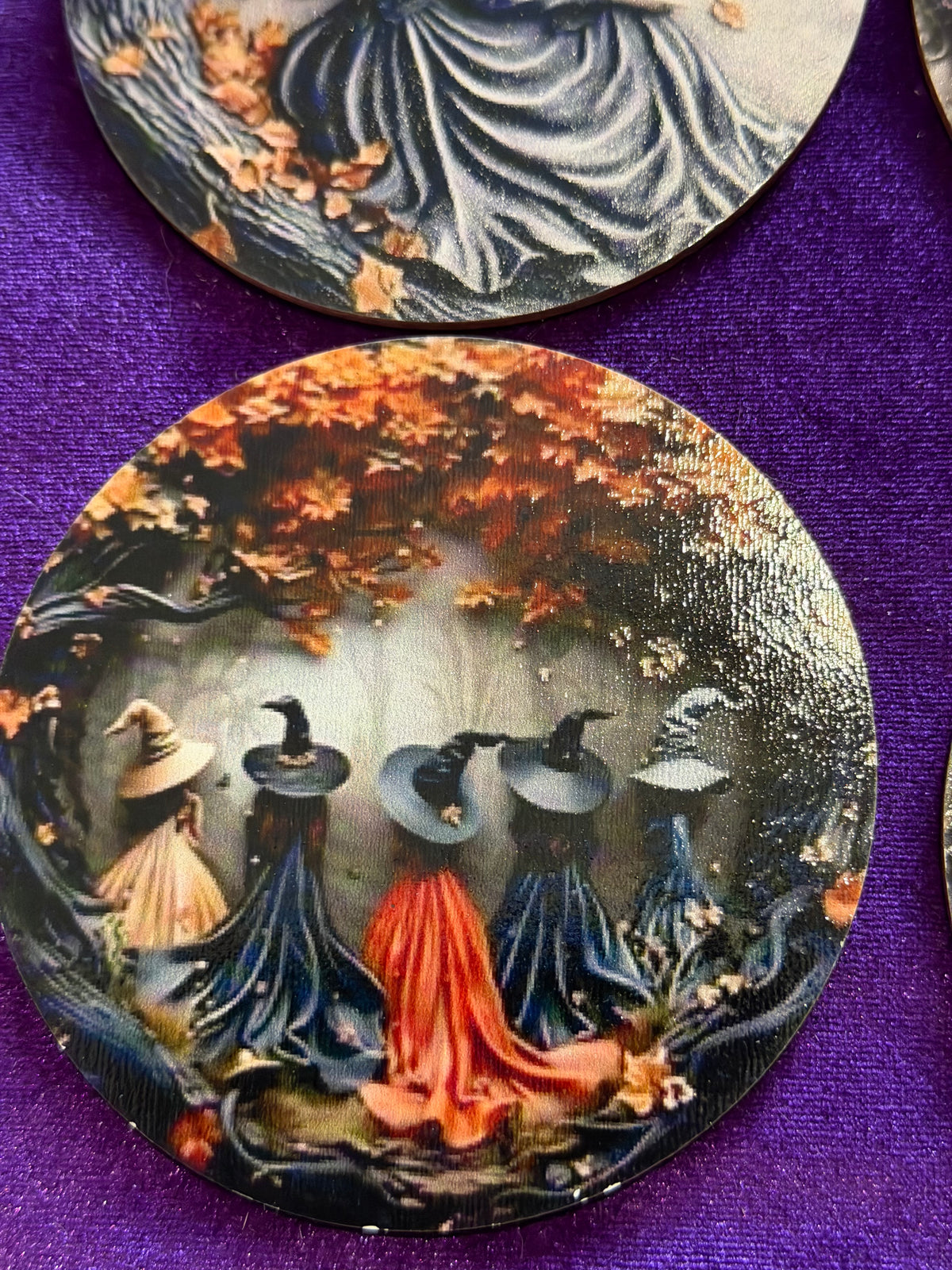 Witches of the Autumn Wood Wooden Coasters – Set of Six
