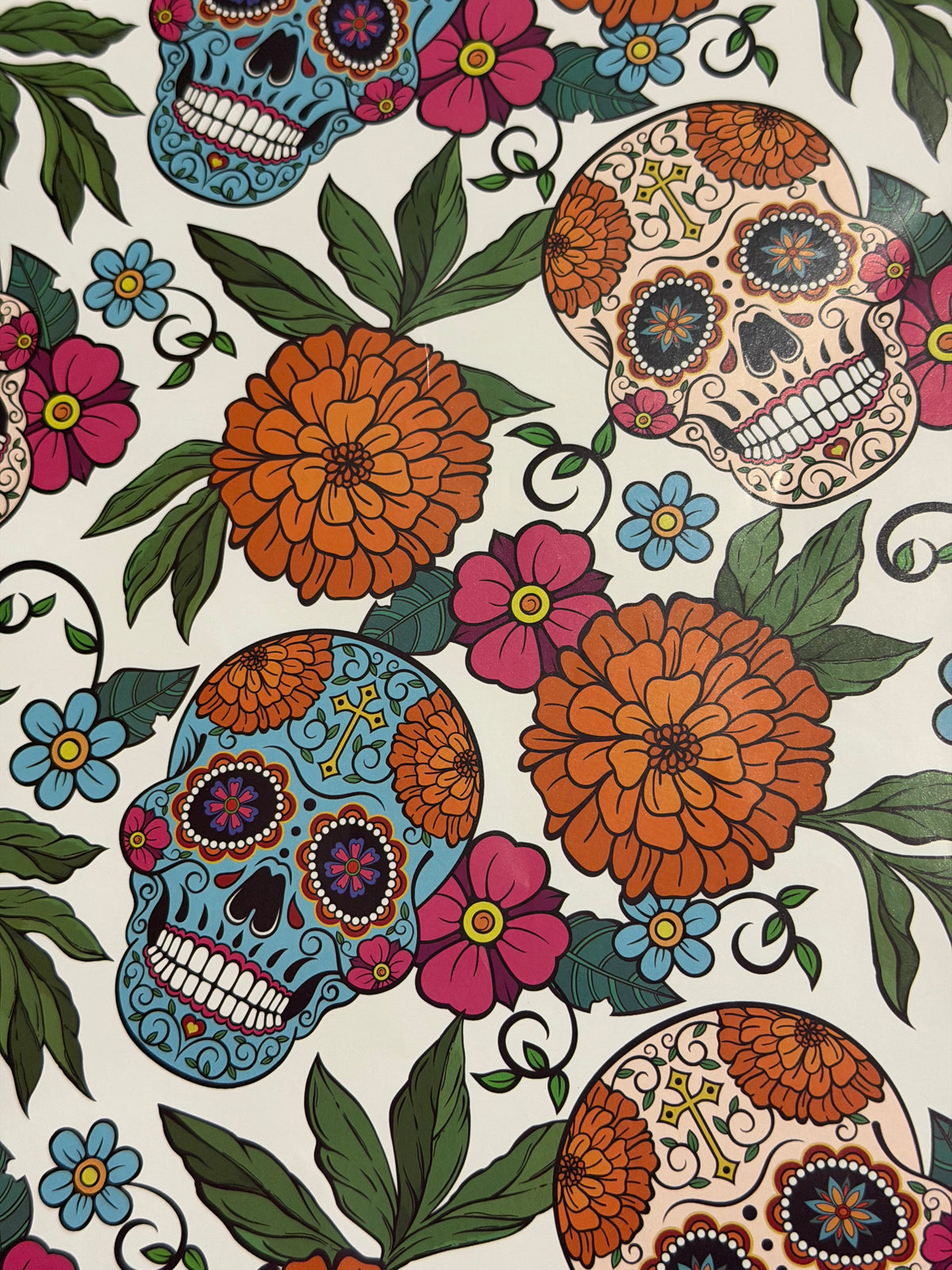 Sugar Skulls & Marigolds – Premium Wrapping Paper, 2 Sheet Pack