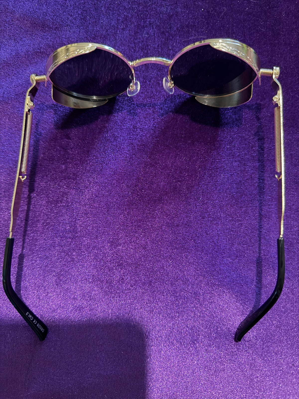 Gold Gothic Round Anti-Glare Sunglasses