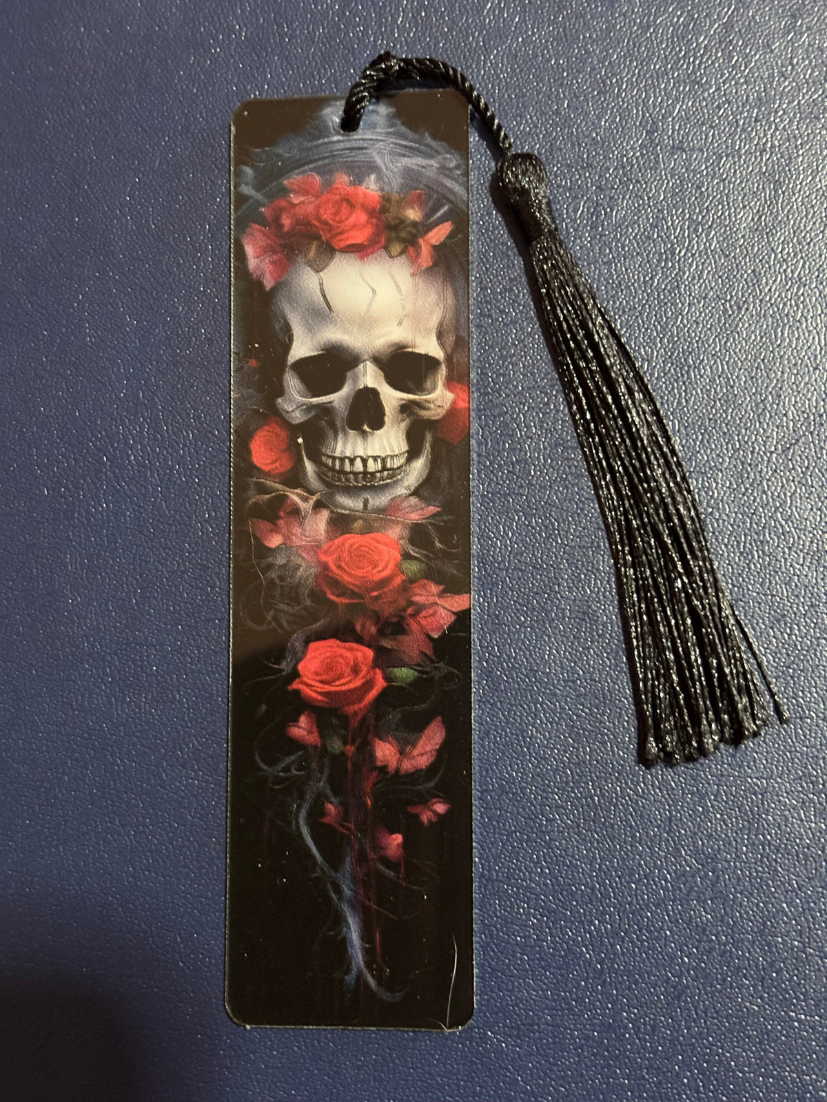 Skulls & Roses Acrylic Bookmark with Silk Tassel