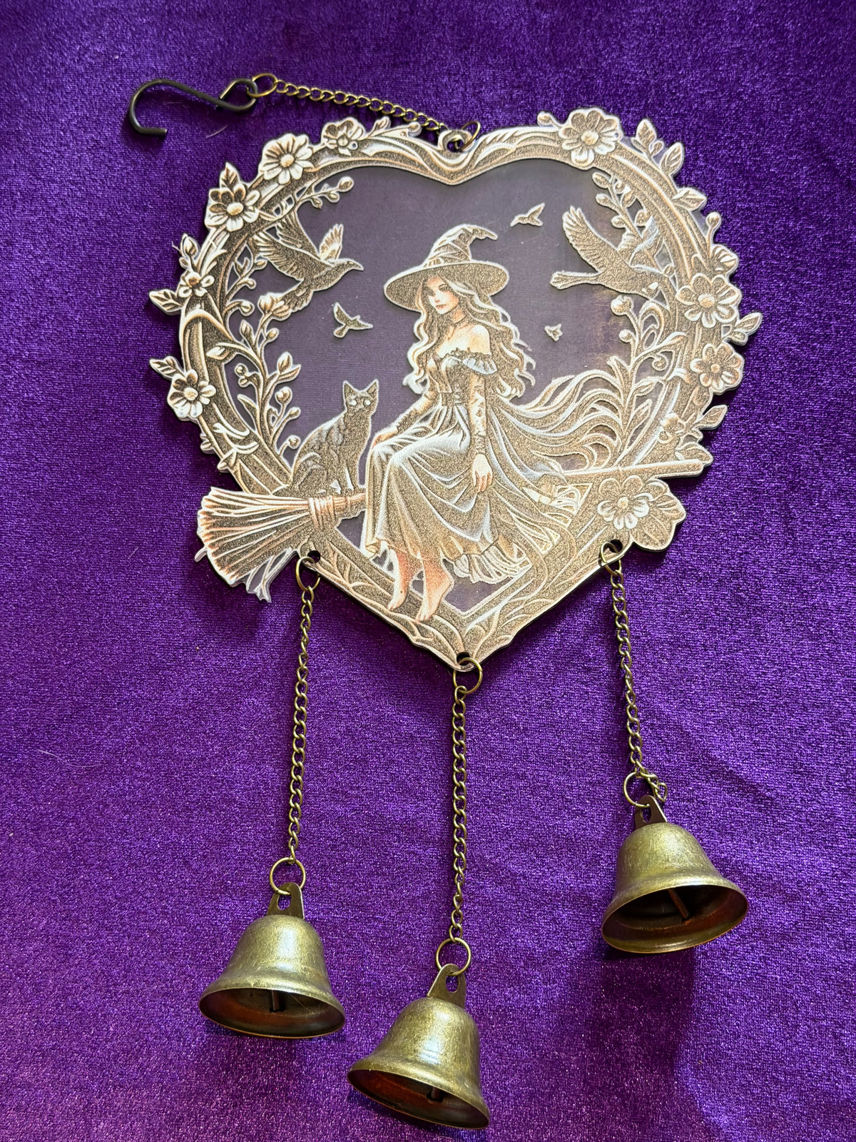 Witch & Familiar Triple Bell Wind Chime