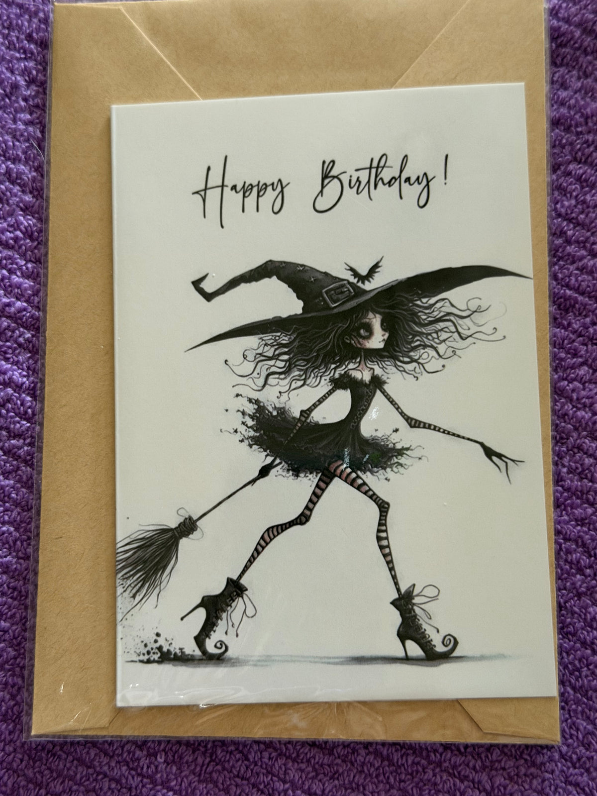 Flying Witch Birthday Card
