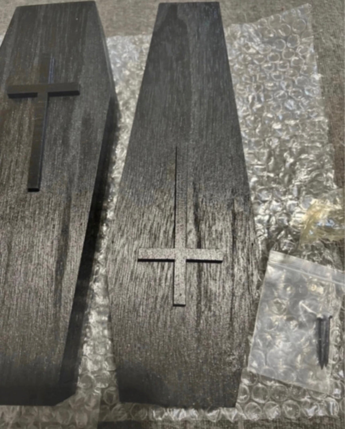 The Mourner’s Bloom — Wooden Coffin Wall Vase