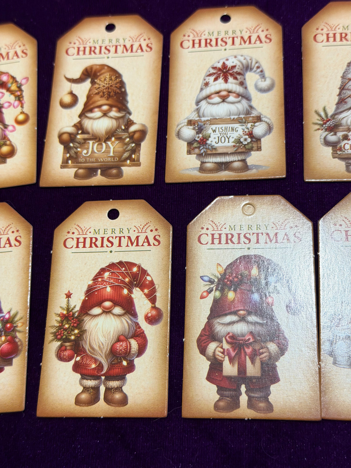 Vintage Christmas Gnome Gift Tags – Pack of 10