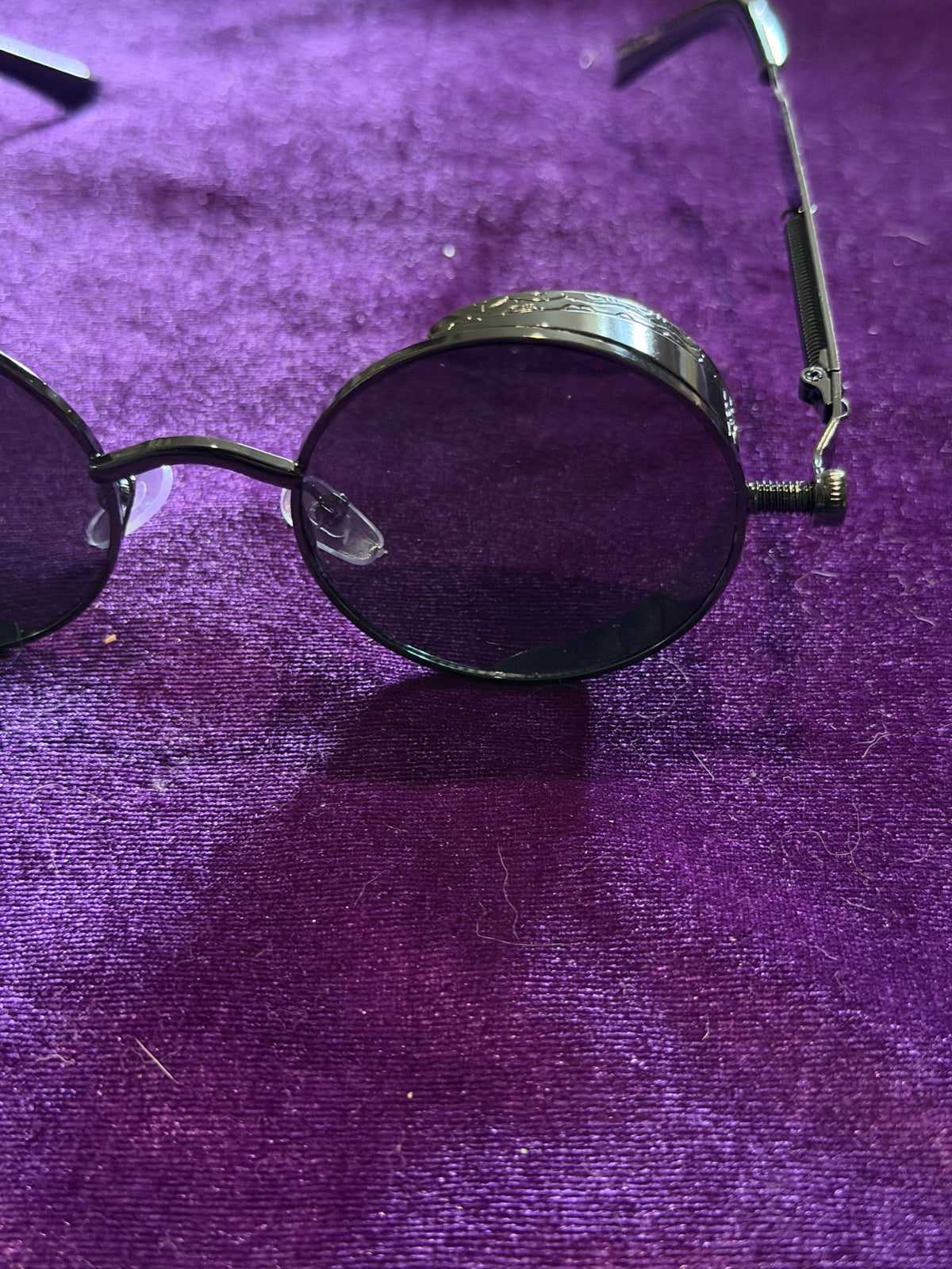 Black Gothic Steampunk Round Sunglasses
