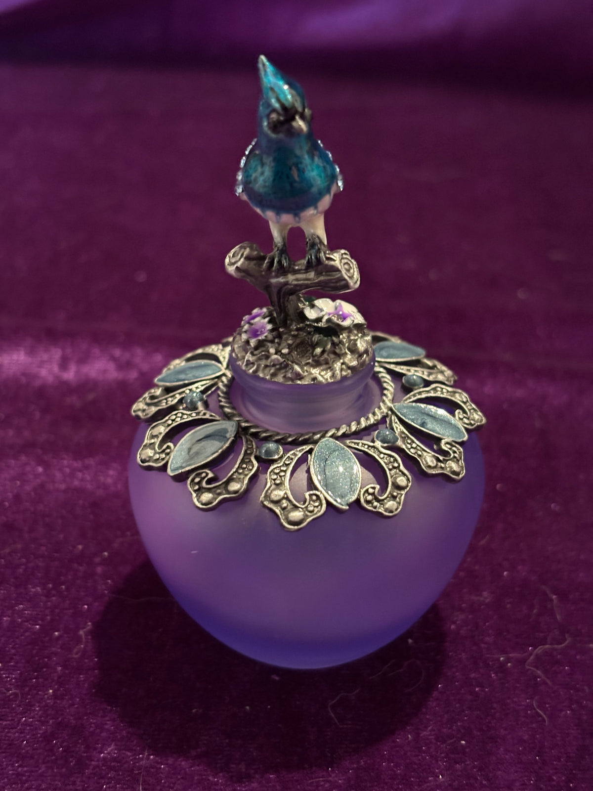 Handmade Blue Bird Jeweled Glass Perfume Bottle – 25ml