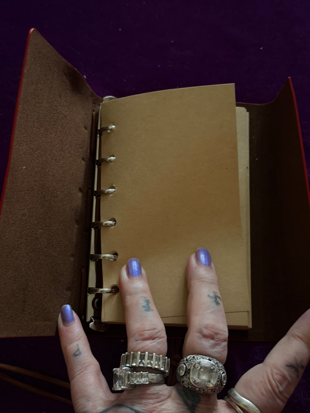 Red Leather Compass Journal – Blank Kraft Pages