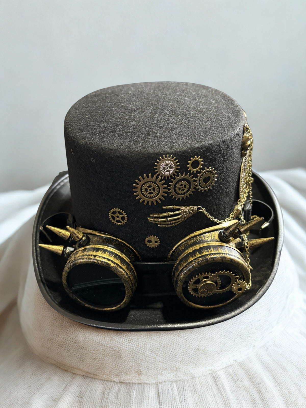 Gothic Steampunk Top Hat with Goggles