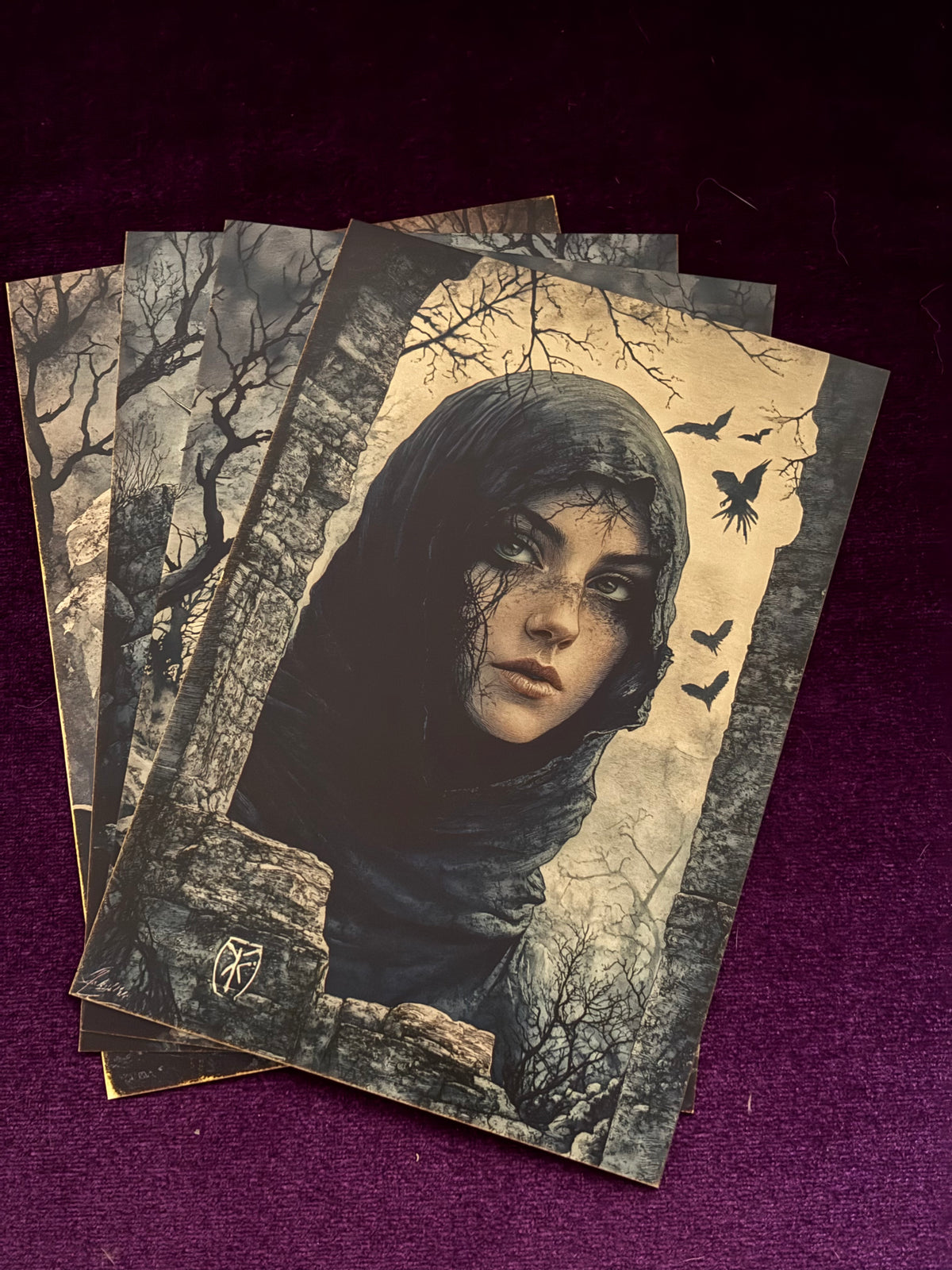Gothic Moonlit Ruins Mini Print Set – Set 4