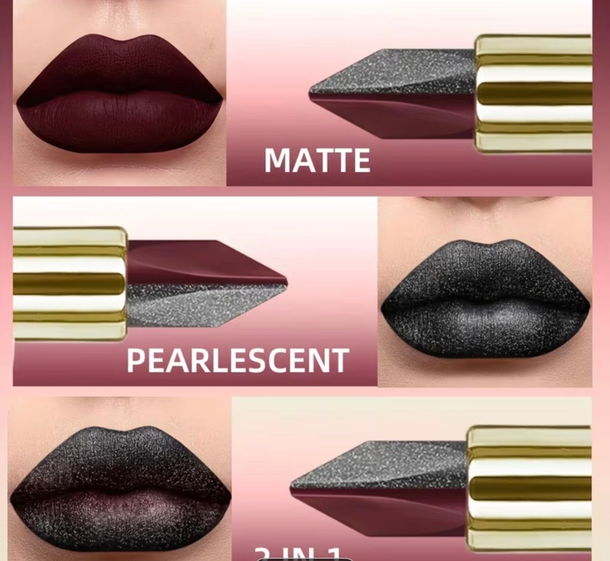 KAILIJUX Double-Ended Gothic Lipstick – Red & Black Pearl