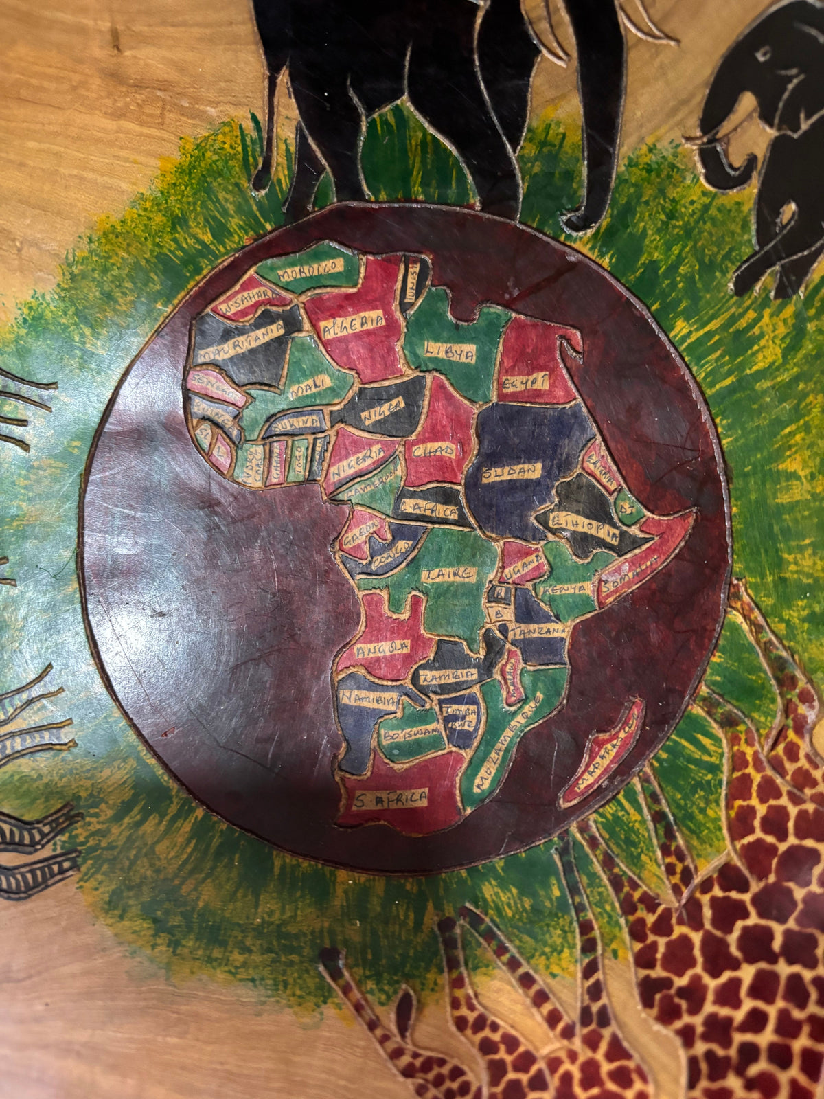 Large Hand-Carved Zimbabwean Wooden Safari Bowl