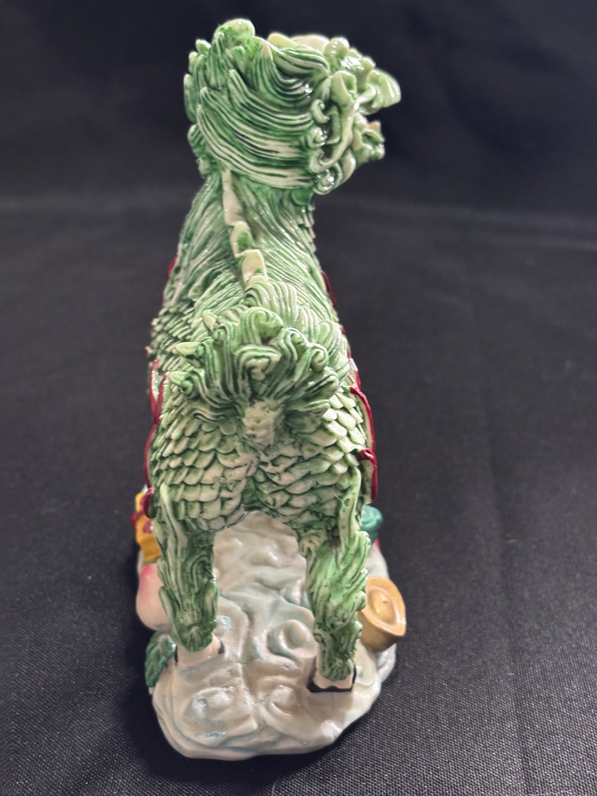 Vintage Qilin (Kirin) Riding the Auspicious Clouds – Resin Figurine