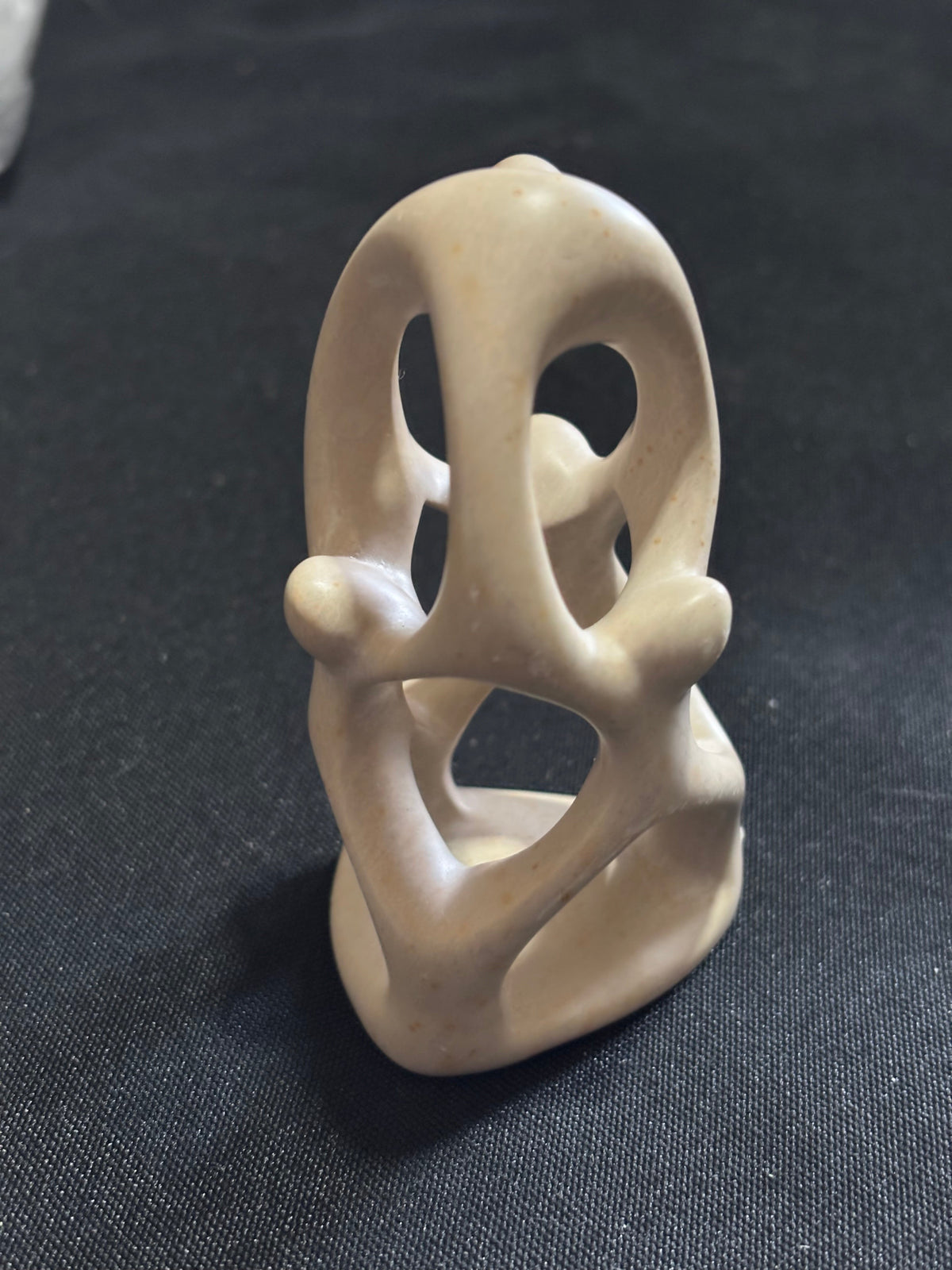 Small Vintage Carved Soapstone Family Sculpture